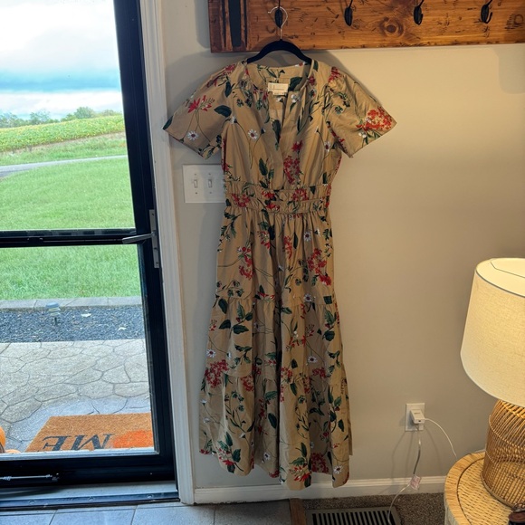 Anthropologie Somerset Dress 🌸 Size M • Floral Maxi Cotton 🌿 Tan Red Print - Picture 4 of 16